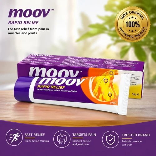 Original Moov Rapid Relief Cream 50gm | Fast Pain Relief Cream for Back Pain, Neck Pain, Muscle Pain, Joint Pain & Sprain | Ayurvedic Pain Relief Cream