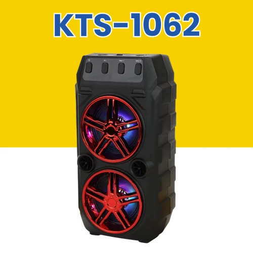 KTS-1062 Portable Wireless Karaoke Bluetooth Speaker with Microphone | Dual 3-Inch Speakers | 10m Range | FM Radio, USB & SD Support