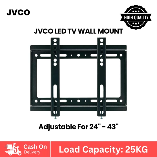 JVCO LED TV Wall Mount Bracket 24–43 Inch | Universal VESA TV Wall Holder with Royal Plug & Screws | 25KG Load Capacity