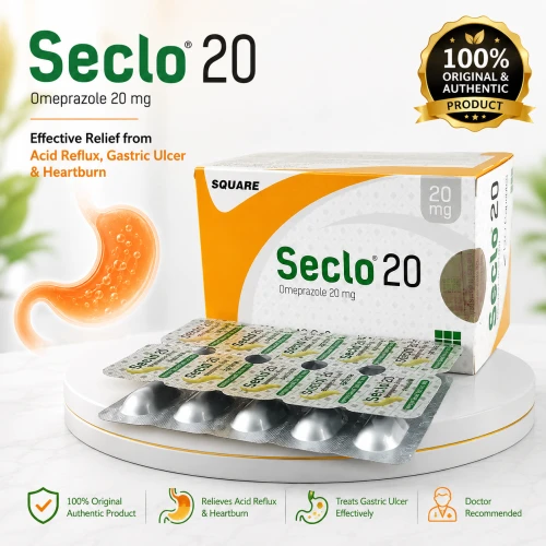 Seclo 20 Capsule 20mg | Omeprazole | Original Square Pharmaceuticals | Gastric, Acid Reflux & GERD Medicine in Bangladesh