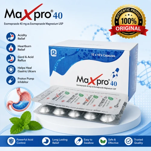 Maxpro 40mg Capsule | Esomeprazole 40mg | Original Renata PLC | Acidity, Acid Reflux, Heartburn & GERD Medicine in Bangladesh