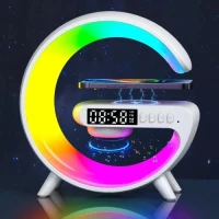 G63 Smart RGB Table Lamp with Bluetooth Speaker & Wireless Charger | 256 RGB Light Modes | Alarm Clock | Type-C Charging