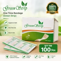 One Time Bandage Green Strip Full Box 100 Pcs | Sterile Adhesive Bandage | Waterproof Non-Stick First Aid Wound Dressin
